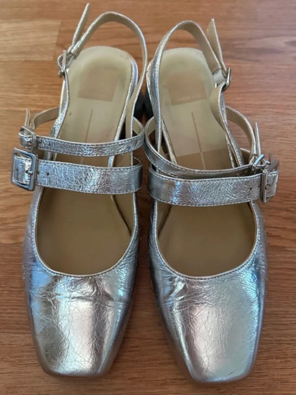 Dolce Vita Metallic Silver Mary Jane Slingback Mules Size 8